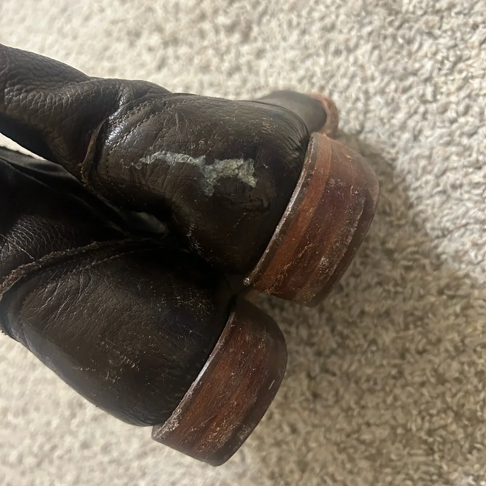 White Diamonds Leather Cowboy Western Boots Kids Size 12 Boys Outdoor Brown Fall